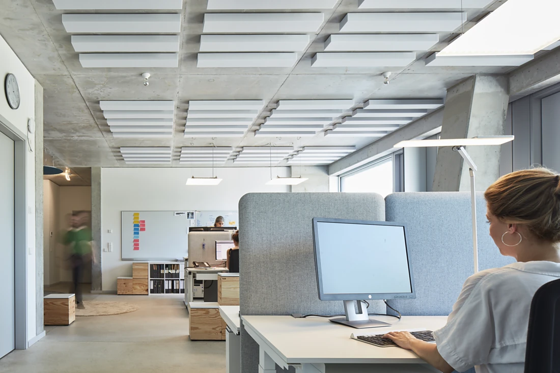 Roxxane Office desk luminaires support the workplace lighting. They are installed at the workplace itself and can be controlled to suit the user's individual needs. Photo: ©Koy+Winkel