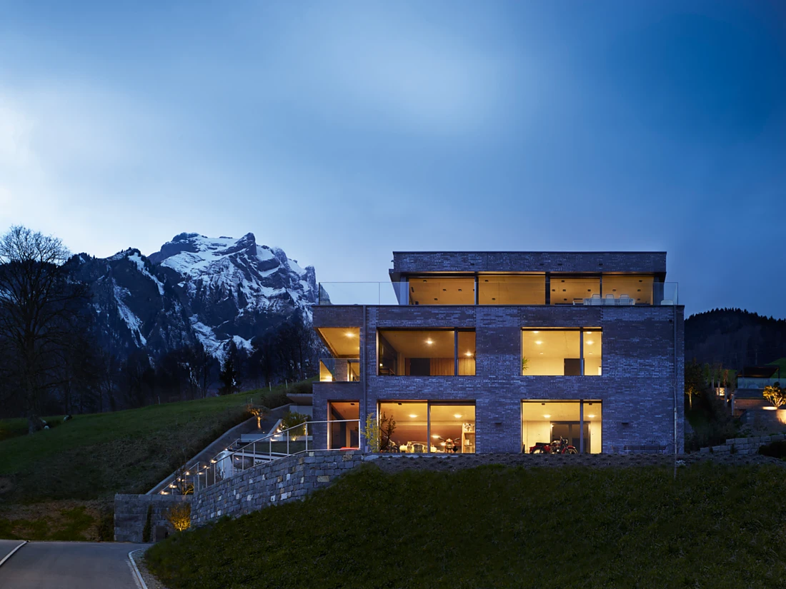 <p>The prestigious new-build family home to the northwest of Lake Lucerne in Switzerland &ndash; designed by the architektur3 ag firm of architects from Kerns &ndash; extends over three storeys plus basement. Photo: Nimbus Group / Philipp Funke</p>