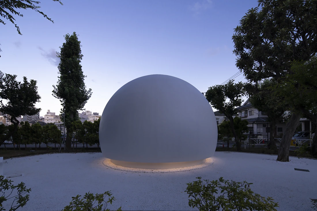 <p>The pure white semi-sphere opened in August 2021 and has already become a neighbourhood landmark. Photo: TOTO LTD.</p>